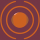 An app icon of an image of a semicircle shape with mulberry and white color scheme