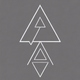An app icon of an isosceles triangle shape with dark khaki and orchid color scheme