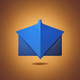 An app icon of a match shape with dark blue and cognac color scheme