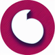 A AI-generated app icon of a circle shape in white , berry , red color scheme