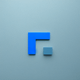 A AI-generated app icon of a rectangle shape in light sky blue , sky blue , white , blue , red , tan color scheme