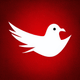 A AI-generated app icon of a dove in red color scheme