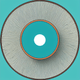 A AI-generated app icon of a circle shape in turquoise , white , red color scheme