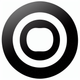 A AI-generated app icon of a semicircle shape in ebony , white , red color scheme