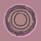 An app icon of a circle shape with lavender blush and bright orange color scheme