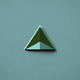An app icon of a scalene triangle shape with olive green and alice blue color scheme