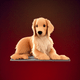 A AI-generated app icon of a retriever in red color scheme