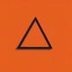 An app icon of an equilateral triangle shape with bright orange and orange color scheme