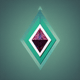 An app icon of a diamond shape with spearmint and merlot color scheme