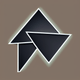 An app icon of an image of a rightangled triangle shape with bisque and white color scheme