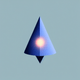 A AI-generated app icon of a cone shape in pastel blue , white , blue , red color scheme