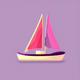 An app icon of a ship with lilac and lily color scheme