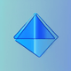 A AI-generated app icon of a parallelogram shape in cornflower blue , cornflower , white , blue , red color scheme