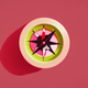 A AI-generated app icon of a compass in honey dew , rose red , rose , red color scheme