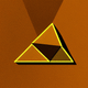 A AI-generated app icon of an equilateral triangle shape in light yellow , white , red color scheme