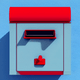 A AI-generated app icon of a mailbox in light salmon , salmon , blue color scheme