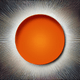 A AI-generated app icon of a semicircle shape in white , amber , red color scheme