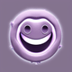 A AI-generated app icon of a squinting face with tongue in medium purple , slate grey , purple , slate , grey , red color scheme