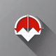 A AI-generated app icon of an arrow shape in white , cream , red color scheme