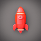 An app icon of a rocket with light salmon and salmon color scheme