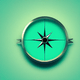 A AI-generated app icon of a compass in evergreen , mint blue , green , blue , mint color scheme