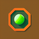 An app icon of a ball with jade green and orange color scheme