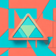 A AI-generated app icon of a triangle shape in peach puff , turquoise , peach , red color scheme