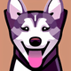 A AI-generated app icon of a husky in red color scheme
