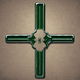 A AI-generated app icon of a cross shape in kelly green , ivory , green , red color scheme