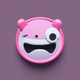 A AI-generated app icon of a rolling on the floor laughing in gunmetal grey , grey , pink , red color scheme