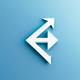 An app icon of an arrow shape with light blue and white color scheme