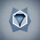 An app icon of a pentagon shape with chambray and white color scheme