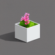 A AI-generated app icon of a box in honeysuckle , white color scheme