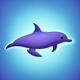 A AI-generated app icon of a dolphin in red color scheme