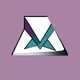 A AI-generated app icon of a triangle shape in white , mauve , red color scheme