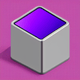 A AI-generated app icon of a cylinder shape in medium purple , purple , white , red color scheme