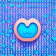A AI-generated app icon of a kissing face with closed in [] color scheme
