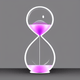 An app icon of an hourglass with lilac and lily color scheme