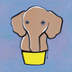 A AI-generated app icon of a elephant in red color scheme