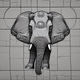 A AI-generated app icon of an elephant in gray ,  white color scheme