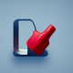 A AI-generated app icon of a binoculars in blue grey , grey , blue , red color scheme