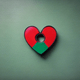 A AI-generated app icon of a heart shape in dark sea green , sea green , sienna , green , red color scheme