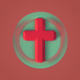A AI-generated app icon of a cross shape in pastel red , celadon , red color scheme