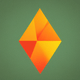 An app icon of a scalene triangle shape with yellow orange and yellow green color scheme