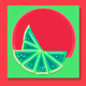 An app icon of a star shape with watermelon and melon color scheme