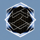 A AI-generated app icon of a nonagon shape in midnight blue , white , blue , red color scheme