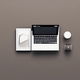 A AI-generated app icon of a desk in charcoal , white color scheme
