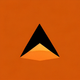 An app icon of a trapezoid shape with dark olive green and burnt orange color scheme