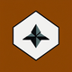 An app icon of an image of a rhombus shape with honeysuckle and white color scheme