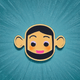 A AI-generated app icon of a smiling face with smiling eyes in dark turquoise , cadet blue , turquoise , blue , red color scheme